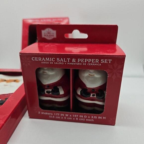 Holiday TIME Christmas Winter Ceramic Bundle Holder Salt And‎ Pepper Spoon Rest - Picture 6 of 11
